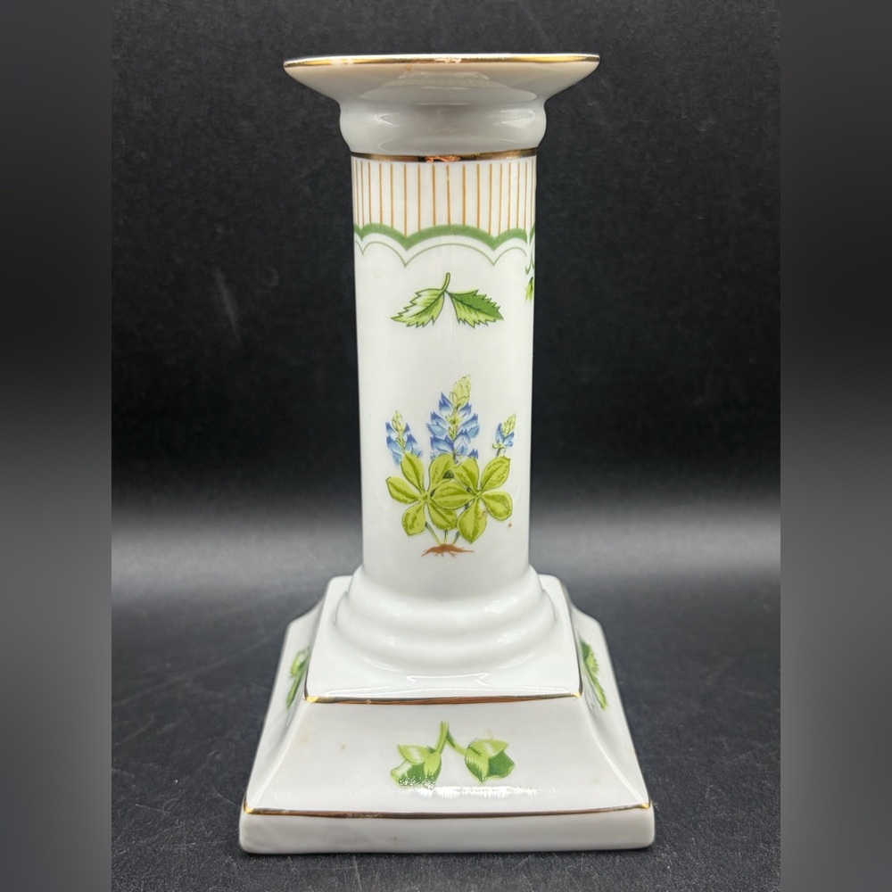 Vintage Georges Briard Victorian Garden Floral Motif Porcelain Candlestick Decor